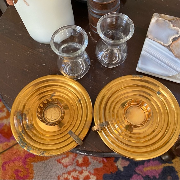 Set of 2 Dart Craftsman NY NY Brass Chamber Candle Holders - Picture 5 of 6